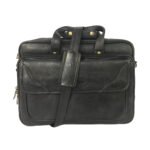 Genuine Leather Black 16 inch Briefcase Laptop Bag -Leather Travel Bag with Laptop Compartment-Rs9250