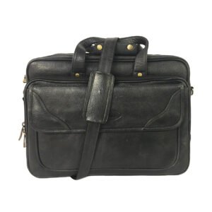 Genuine Leather Black 16 inch Briefcase Laptop Bag -Leather Travel Bag with Laptop Compartment-Rs9250